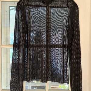 Chic Black Sheer Studded Blouse